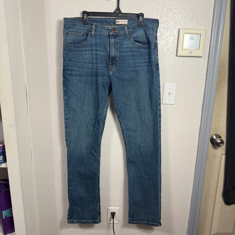 Wrangler Premium Quality Slim Straight Mens Blue Denim Jeans Medium Wash 36x32